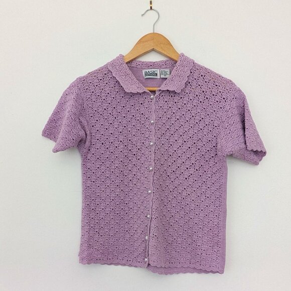 Basic Women's Purple Button Down Shirt - Picture 1 of 7
